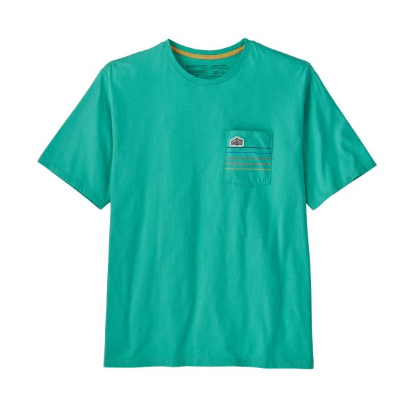 Patagonia M Line Logo Ridge Stripe Organic Pocket T-Shirt